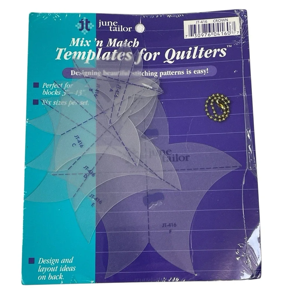 June Tailor Mix n Match Quilting Templates JT-414 Leaf & JT-416 Crown Sealed NOS